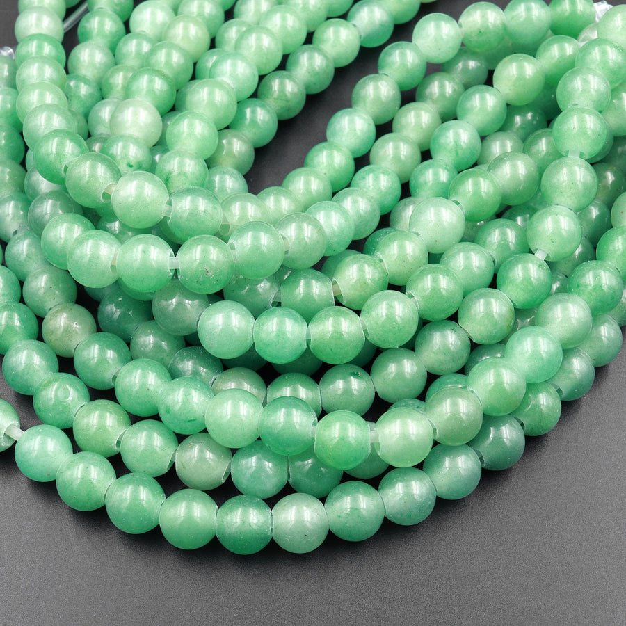 Large Hole Beads 2.5mm Drill Natural Green Aventurine 8mm 10mm Round Beads 8&quot; Strand