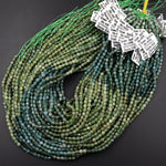 Rare Natural Green Apatite 4mm Beads Faceted Energy Prism Double Terminated Points 15.5" Strand