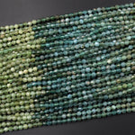 Rare Natural Green Apatite 4mm Beads Faceted Energy Prism Double Terminated Points 15.5" Strand