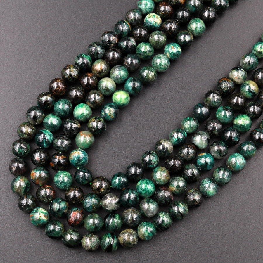Natural Green Mica Muscovite in Fuchsite 6mm 8mm 10mm Round Beads Gemstone 15.5" Strand
