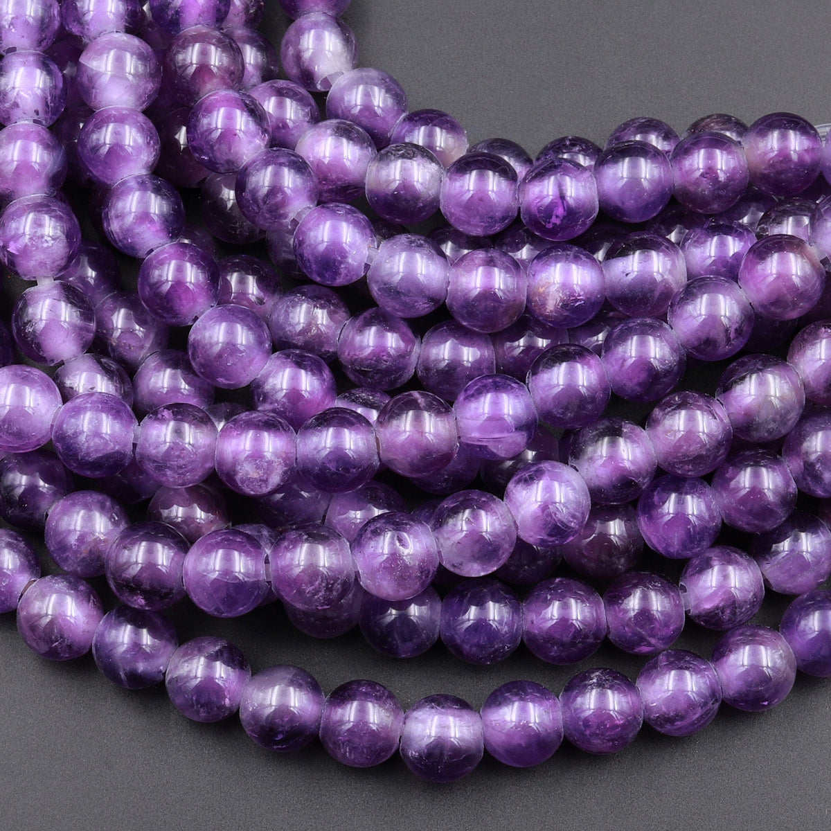 Large Hole Beads 2.5mm Drill Natural Purple Amethyst 8mm 10mm Round