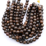 Large Hole Beads 2.5mm Drill Natural Bronzite 8mm 10mm Round Beads 8" Strand