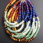 Large Hole Beads 2.5mm Drill Natural Chakra Beads 6mm 8mm Rondelle Seven Rainbow Gemstone  8&quot; Strand