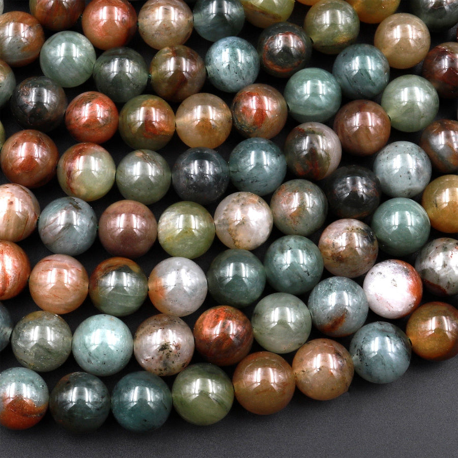 Natural Green Red Phantom Quartz 6mm 8mm 10mm Round Beads Multi Color Quartz Crystal Gemstone 15.5" Strand