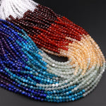 Faceted Natural Chakra 4mm Beads Gemstone Amethyst Lapis Apatite Green Aventurine Citrine Red Carnelian Garnet Rock Quartz 15.5" Strand