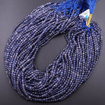 AAA Natural Blue Iolite Faceted 2mm 4mm Round Beads Genuine Real Multicolor Iolite Gemstone Beads 15.5" Strand