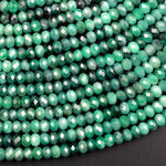 Real Genuine Natural Green Emerald Gemstone Faceted 4mm Rondelle Beads Laser Diamond Cut Gemstone May Birthstone 15.5" Strand
