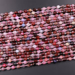 Genuine Natural Red Pink Spinel Gemstone Rounded Prism 6mm Beads 15.5" Strand