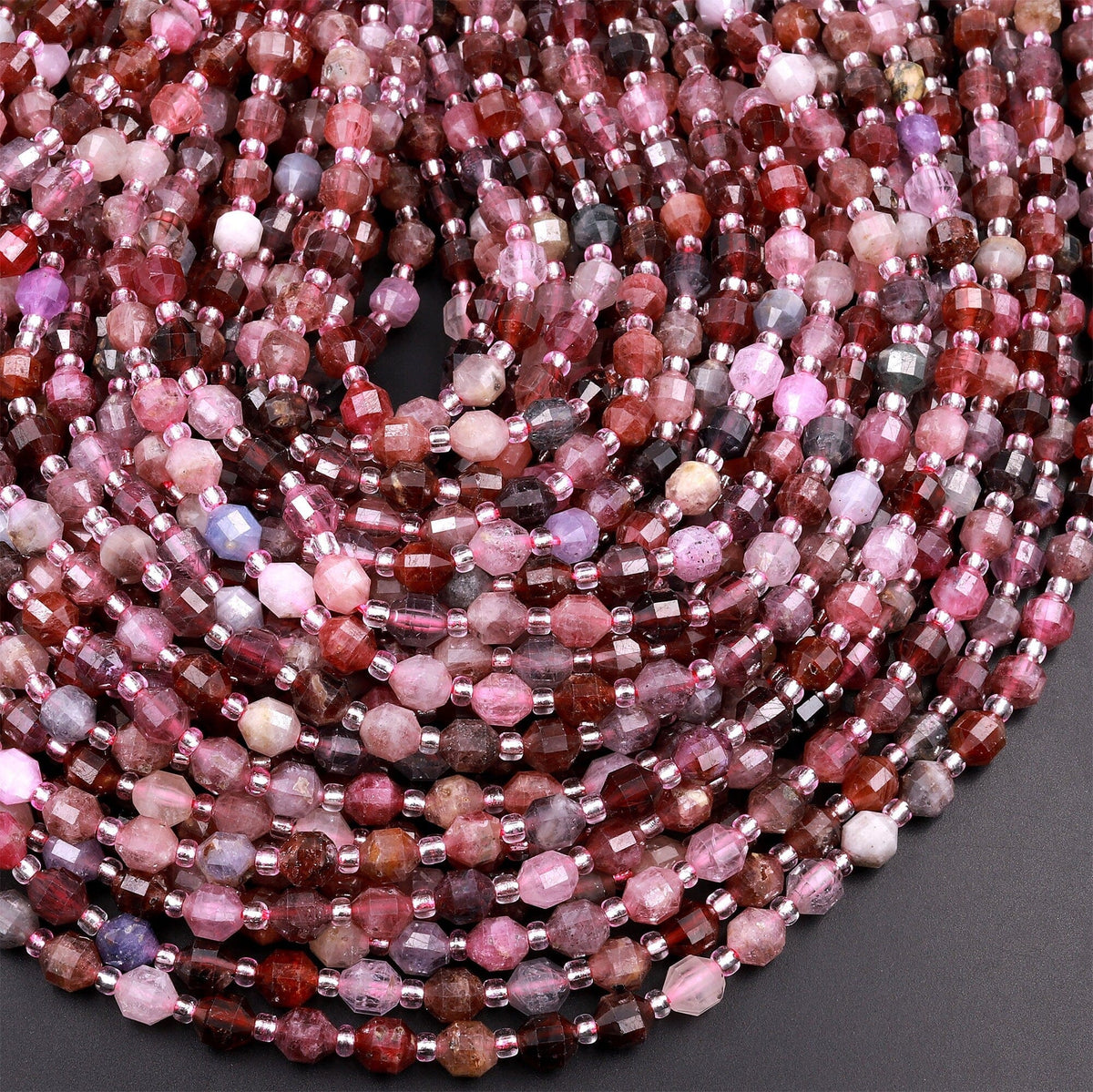 Lot of store 5 Strands Tiny Red Spinel Ruby Faceted Rondelle Gemstone Beads Strand, Micro Red Spinel Semi Precious Gemstone Beads Wholesale Price