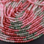 Natural Strawberry Quartz Faceted 6mm Rondelle Beads Micro Laser Cut Pink Green Gemstone 15.5" Strand