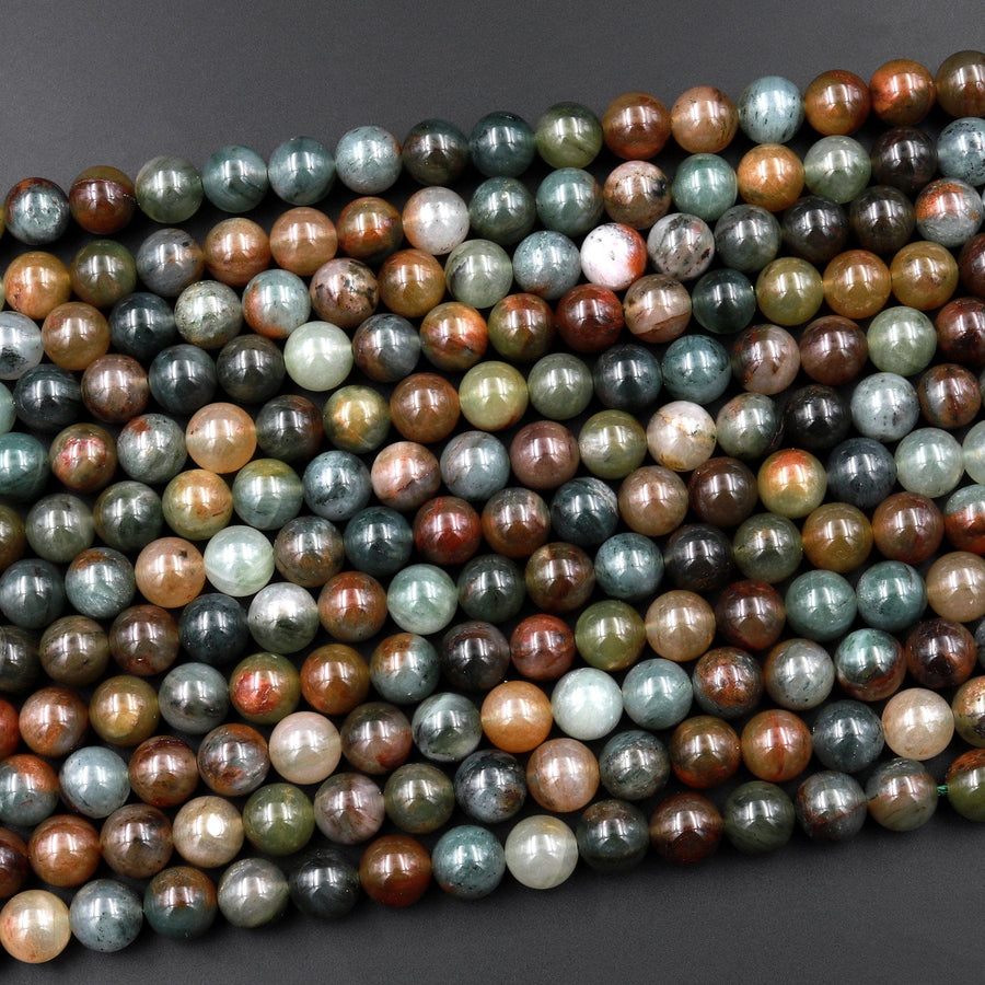 Natural Green Red Phantom Quartz 6mm 8mm 10mm Round Beads Multi Color Quartz Crystal Gemstone 15.5" Strand