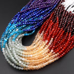 Faceted Natural Chakra 4mm Beads Gemstone Amethyst Lapis Apatite Green Aventurine Citrine Red Carnelian Garnet Rock Quartz 15.5" Strand