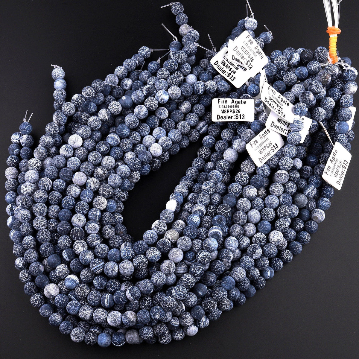 10mm Blue/Black Dyed Agate Beads-0504-09