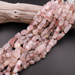 Rare Natural Red Hematoid Quartz Beads Raw Freeform Crystal Spike Nuggets in Natural Shape 15.5" Strand