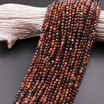 Natural Orange Hessonite Garnet Faceted 4mm 5mm Round Beads Micro Faceted Diamond Cut Gemstone 15.5" Strand