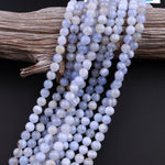 Natural Blue Chalcedony 6mm 8mm 10mm Round Beads 15.5" Strand