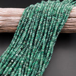 Real Genuine Natural Green Emerald Gemstone Faceted 4mm Rondelle Beads Laser Diamond Cut Gemstone May Birthstone 15.5" Strand