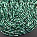 Real Genuine Natural Green Emerald Gemstone Faceted 4mm Rondelle Beads Laser Diamond Cut Gemstone May Birthstone 15.5" Strand