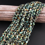Natural African Turquoise Faceted 6mm Rounded Briolette Teardrop Beads Good For Earrings 15.5" Strand