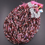 Real Genuine Natural Spinel Faceted Round Beads 6mm Multicolor Red Pink Purple Gemstone 15.5" Strand