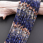 Micro Faceted Natural Orange Sodalite 4mm Round Beads Multicolor Shaded Gemstone 15.5" Strand