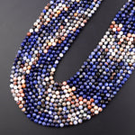 Micro Faceted Natural Orange Sodalite 4mm Round Beads Multicolor Shaded Gemstone 15.5" Strand