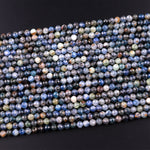 Natural Multicolor Blue Green Kyanite Faceted 4mm Round Beads 15.5" Strand