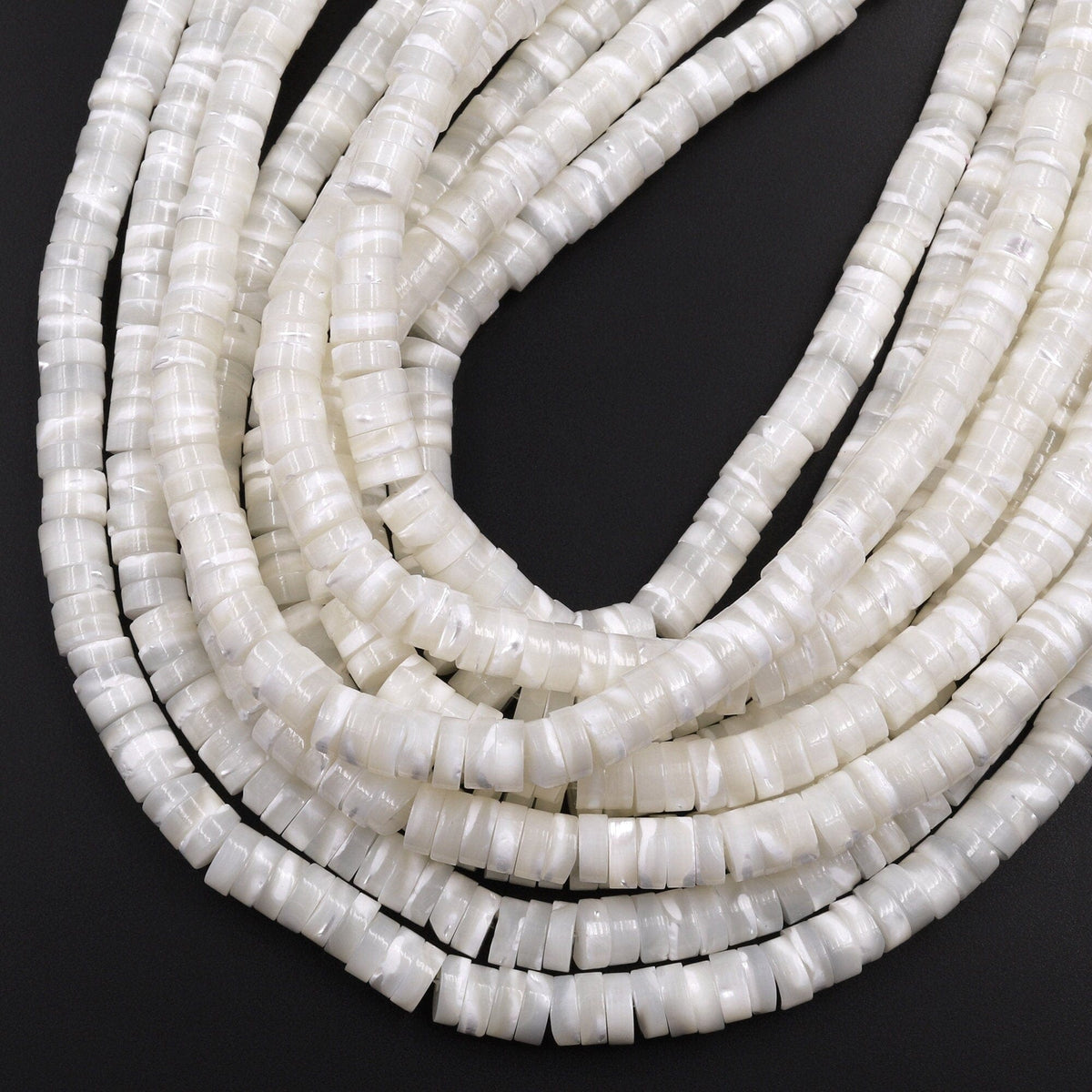 4MM 6MM 8MM Ivory White/black Dot Polymer Clay Beads Disc Beads
