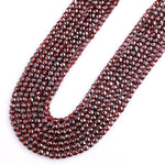 AAA Natural Red Garnet 4mm Faceted Cube Square Dice Beads 15.5" Strand