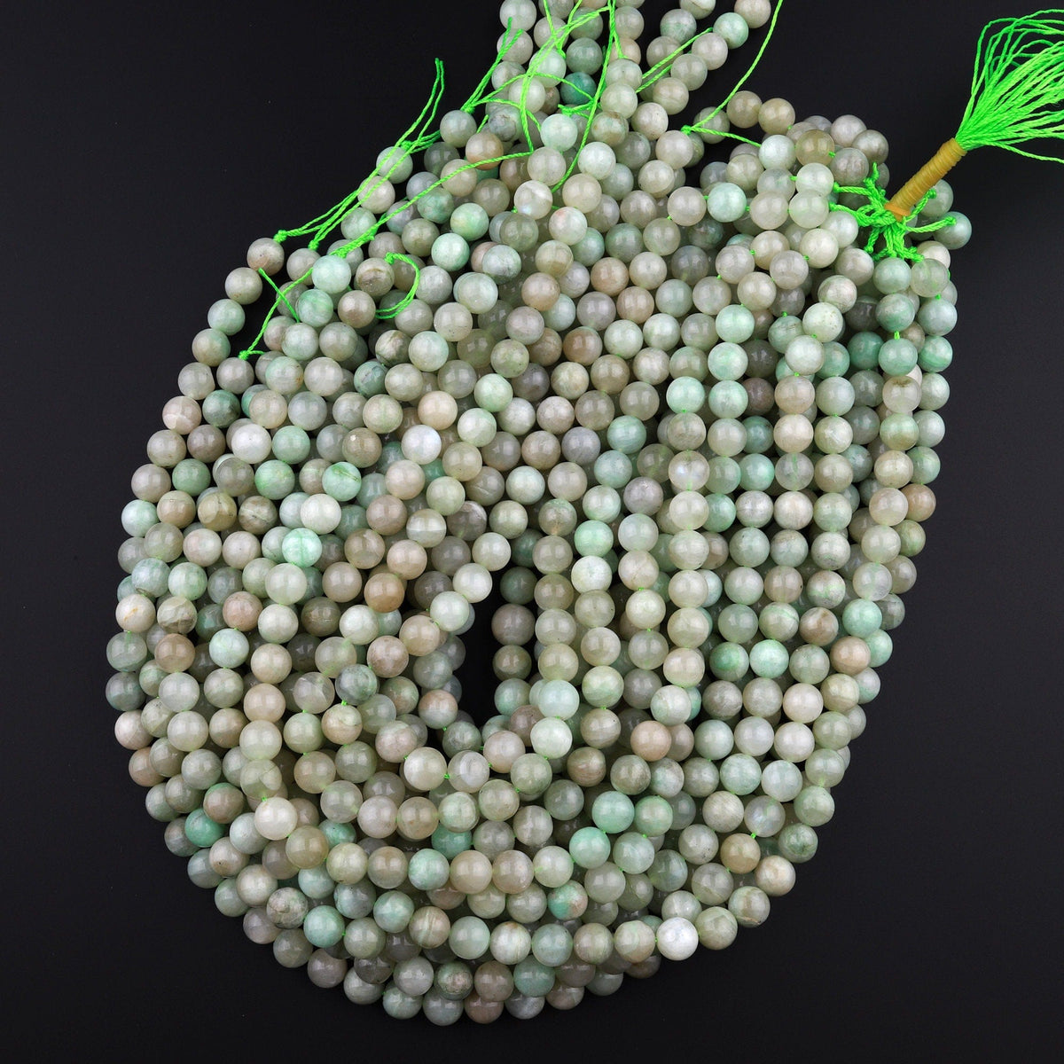 Rare! Natural Green Madagascar Moonstone Garnierite 4mm 5mm 6mm 8mm 10mm  Round Beads