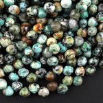 Natural African Turquoise Faceted 6mm Rounded Briolette Teardrop Beads Good For Earrings 15.5" Strand