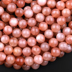 AAA Natural Peach Moonstone 4mm 6mm 8mm 10mm Round Beads 15.5" Strand