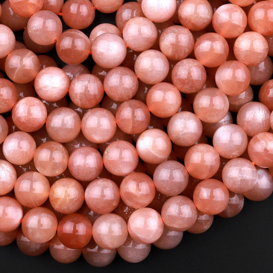 AAA Natural Peach Moonstone 4mm 6mm 8mm 10mm Round Beads 15.5" Strand