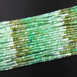 Natural Chrysoprase Faceted 2mm 3mm Cube Square Dice Beads Gemstone 15.5" Strand