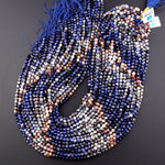 Micro Faceted Natural Orange Sodalite 4mm Round Beads Multicolor Shaded Gemstone 15.5" Strand