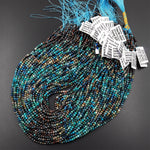 AAA Micro Faceted Natural Chrysocolla Azurite Round Beads 3mm Multicolor Blue Green Brown Gemstone 15.5" Strand