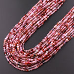 Real Genuine Natural Red Pink Spinel Faceted Cube Beads 2mm 3mm Multicolor Gemstone 15.5" Strand