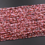 Real Genuine Natural Red Pink Spinel Faceted Cube Beads 2mm 3mm Multicolor Gemstone 15.5" Strand