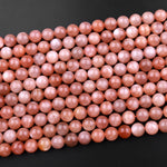AAA Natural Peach Moonstone 4mm 6mm 8mm 10mm Round Beads 15.5" Strand