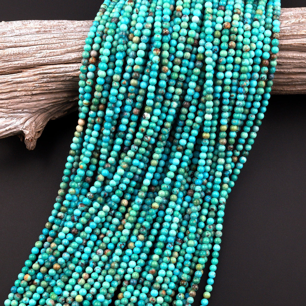 4mm Blue Turquoise Beads Round Gemstone Loose Beads for Jewelry Making  (90-95pcs/strand)