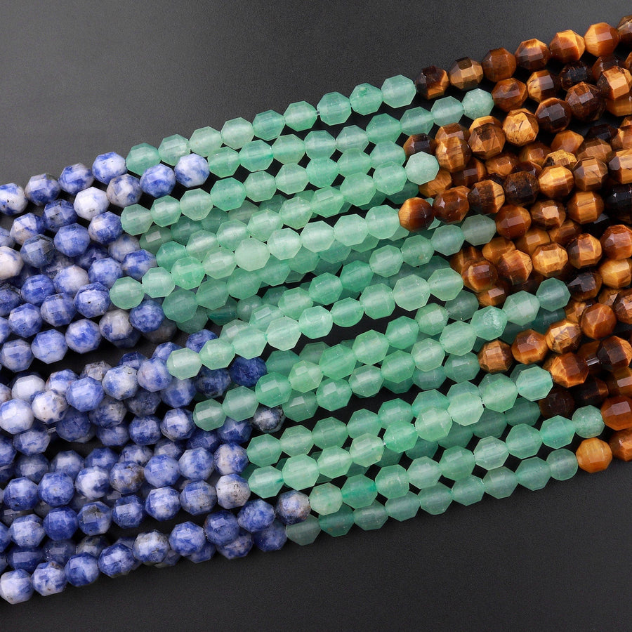 Natural Chakra Beads 4mm 6mm 8mm 10mm Rounded Prism Gemstone Amethyst Lapis Sodalite Aventurine Tiger's Eye Yellow Jade Red Jasper