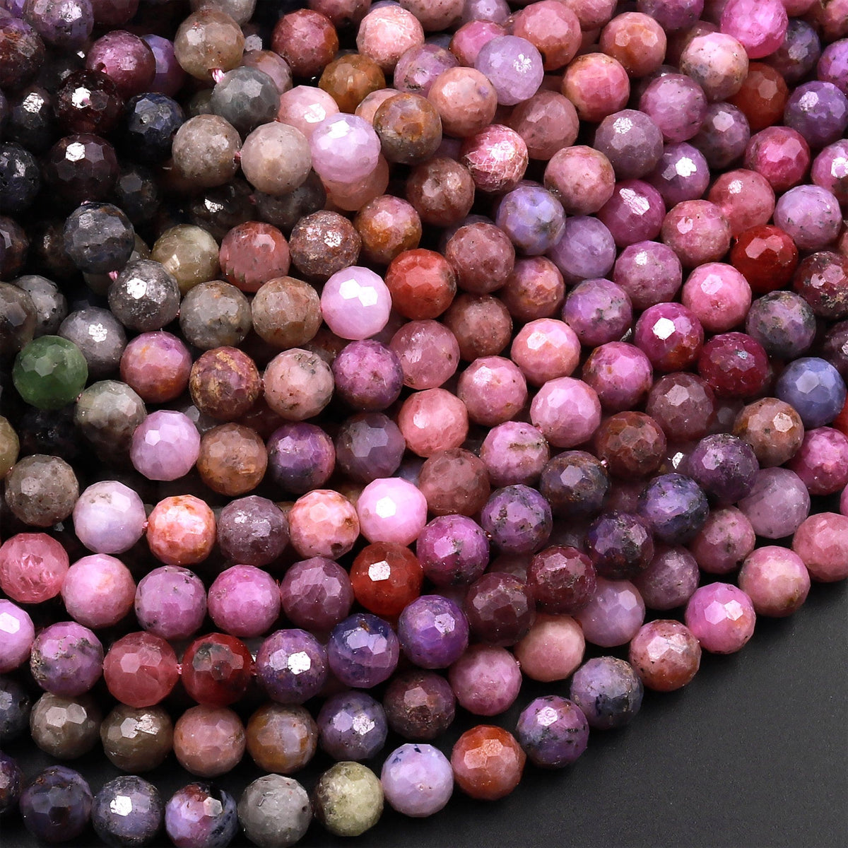 Genuine Natural Mauve Purple Pink Ruby Gemstone Faceted 6mm Round Bead ...
