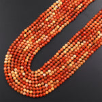 AAA Faceted Natural Golden Orange Red Fossil Coral 3mm Round Beads Multicolor Color Gemstone 15.5" Strand