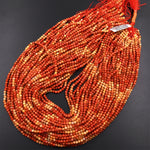 AAA Faceted Natural Golden Orange Red Fossil Coral 3mm Round Beads Multicolor Color Gemstone 15.5" Strand