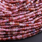 Real Genuine Natural Red Pink Spinel Faceted Cube Beads 2mm 3mm Multicolor Gemstone 15.5" Strand