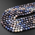 Natural Burma Blue Sapphire Faceted 6mm 8mm Round Beads Multicolor Gradient Shades 15.5" Strand