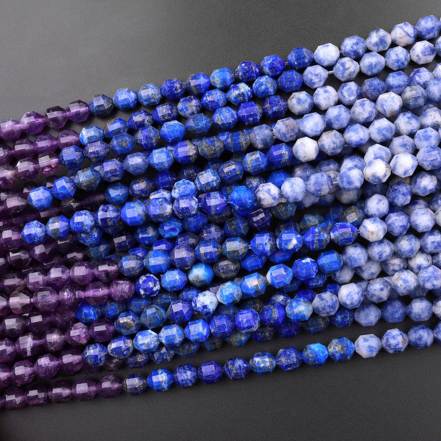 Natural Chakra Beads 4mm 6mm 8mm 10mm Rounded Prism Gemstone Amethyst Lapis Sodalite Aventurine Tiger's Eye Yellow Jade Red Jasper