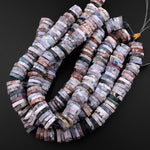 Huge Phenomenal Faceted Natural Ocean Jasper Beads Center Drilled Rondelle Heishi Disc 15.5" Strand