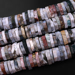Huge Phenomenal Faceted Natural Ocean Jasper Beads Center Drilled Rondelle Heishi Disc 15.5" Strand