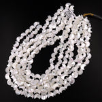AAA Iridescent Carved Natural White Mother of Pearl Shell Moon Beads 12mm 15.5" Strand